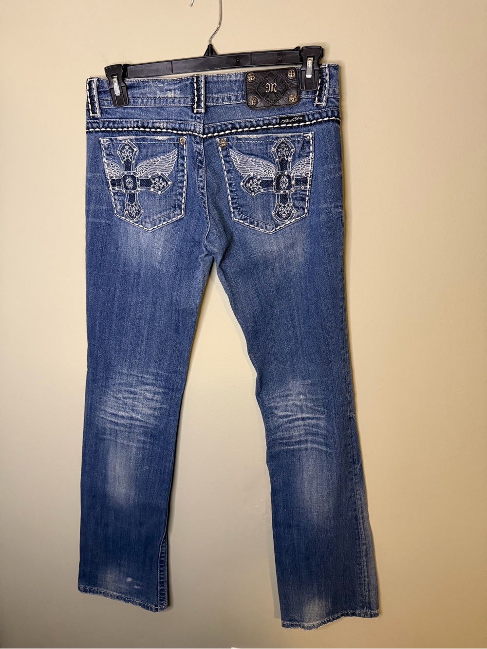 Gorgeous Y2K Miss Me Boot Jeans With Cross Embellished Pockets 34” Inseam